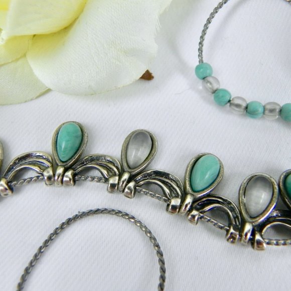 Turquoise & Opal Silver Beaded Necklace - Picture 9 of 9